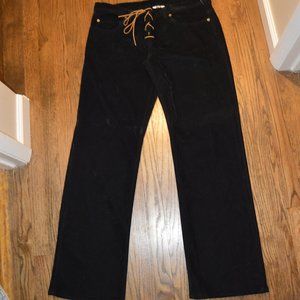 Pistol Pete VTG Men or Womens Black velveteen/suede lace up PANTS 34" NWT NOS